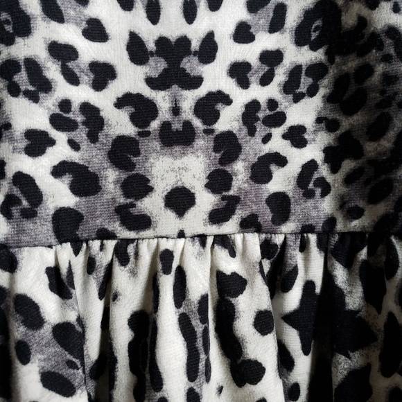 Love...Ady Leopard Print And Faux Leather Fit And Flare Dress Gray Black Medium - Picture 4 of 7
